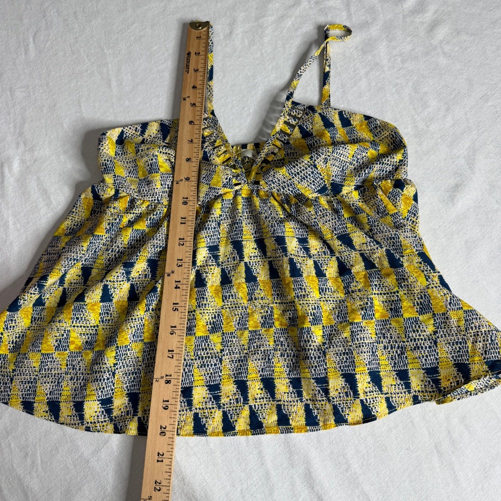 Winwin Apparel Yellow Geometric Print Babydoll Cami Tank Top Womens Medium - Picture 6 of 8